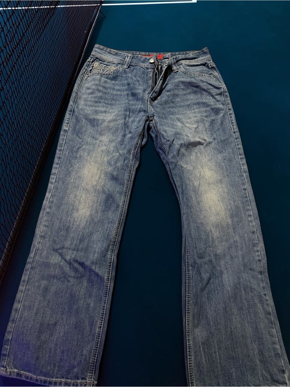 Rock & Roll Denim Jeans Double Barrel Straight Relaxed in Washed Blue